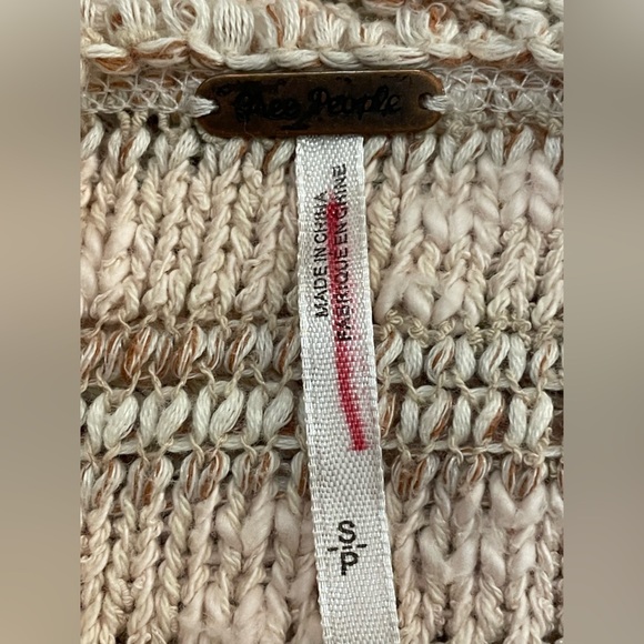 FREE PEOPLE SPELLS TROUBLE BROWN & BEIGE DISTRESSED RAW SWEATER - Picture 8 of 12